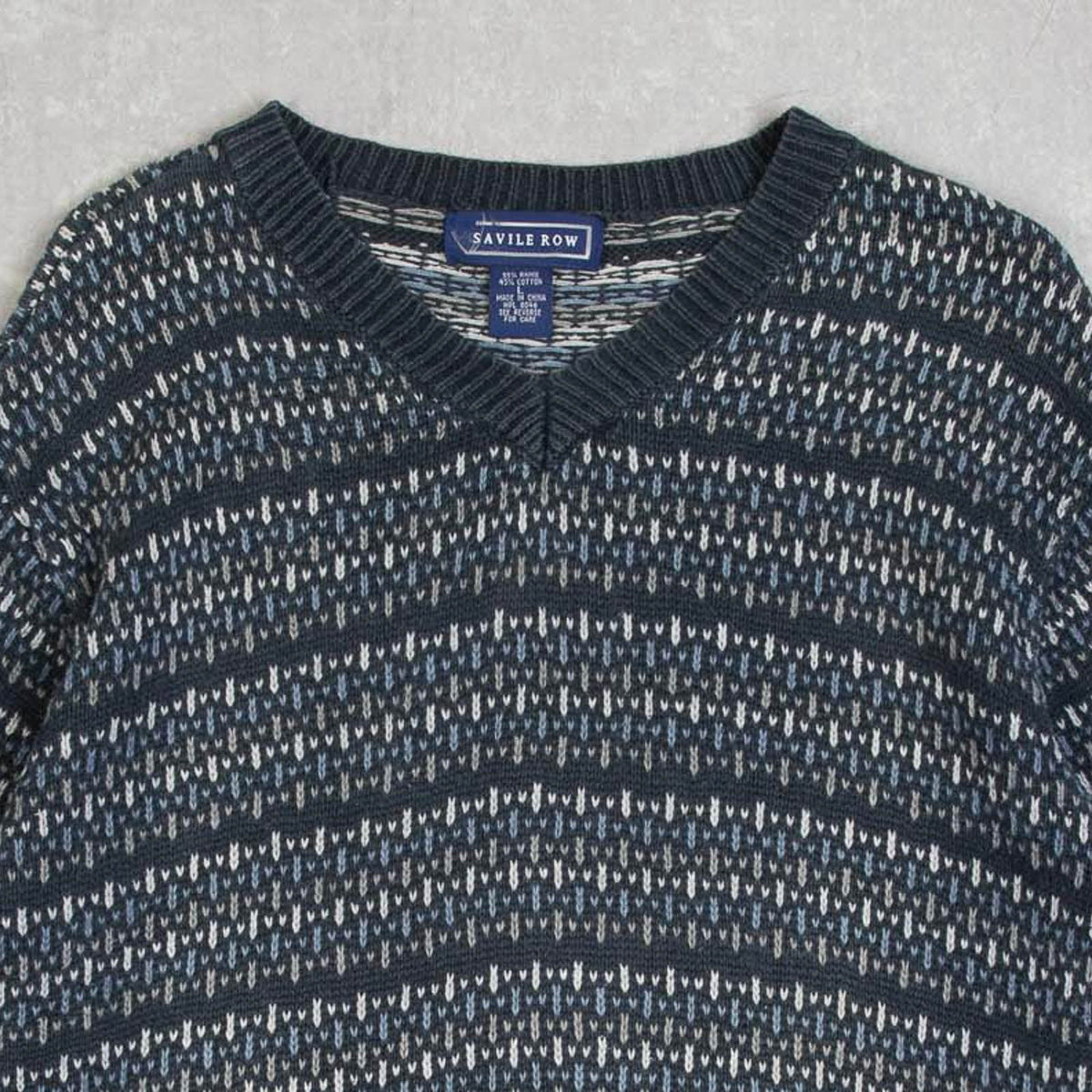 MEN'S VINTAGE 1990S STRIPED PATTERNED KNITTED JUMPER - LARGE