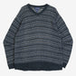MEN'S VINTAGE 1990S STRIPED PATTERNED KNITTED JUMPER - LARGE