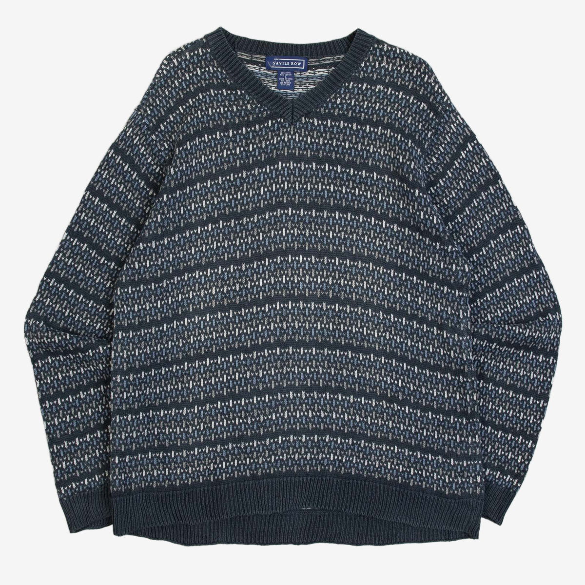 MEN'S VINTAGE 1990S STRIPED PATTERNED KNITTED JUMPER - LARGE