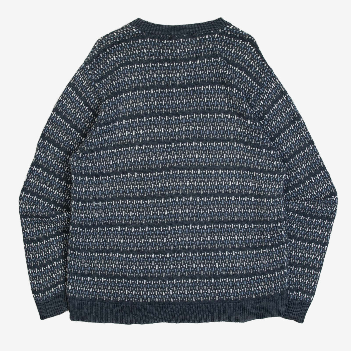 MEN'S VINTAGE 1990S STRIPED PATTERNED KNITTED JUMPER - LARGE