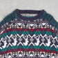 MEN'S VINTAGE 1990S PATTERNED KNITTED JUMPER - LARGE