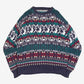 MEN'S VINTAGE 1990S PATTERNED KNITTED JUMPER - LARGE