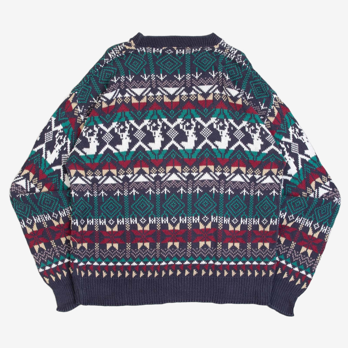 MEN'S VINTAGE 1990S PATTERNED KNITTED JUMPER - LARGE