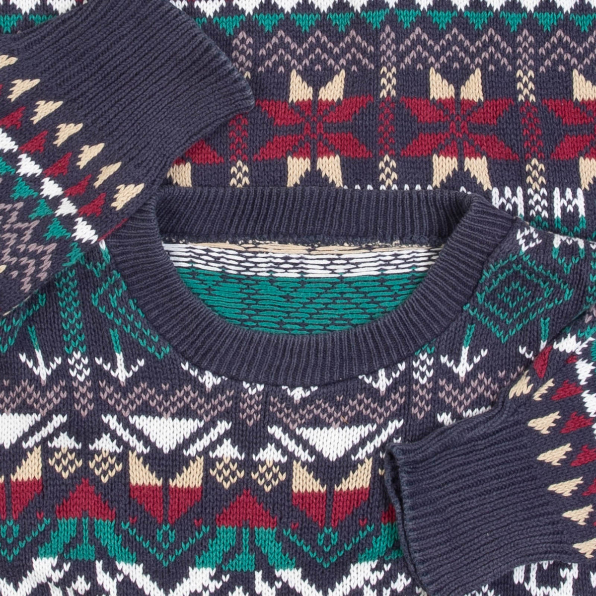 MEN'S VINTAGE 1990S PATTERNED KNITTED JUMPER - LARGE