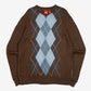 MEN'S VINTAGE 1990S VANS ARGYLE PATTERNED KNITTED JUMPER - LARGE