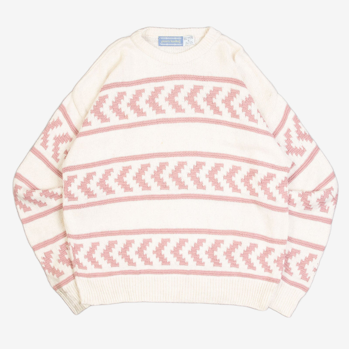 MEN'S VINTAGE 1990S STRUCTURED PATTERNED KNITTED JUMPER - LARGE