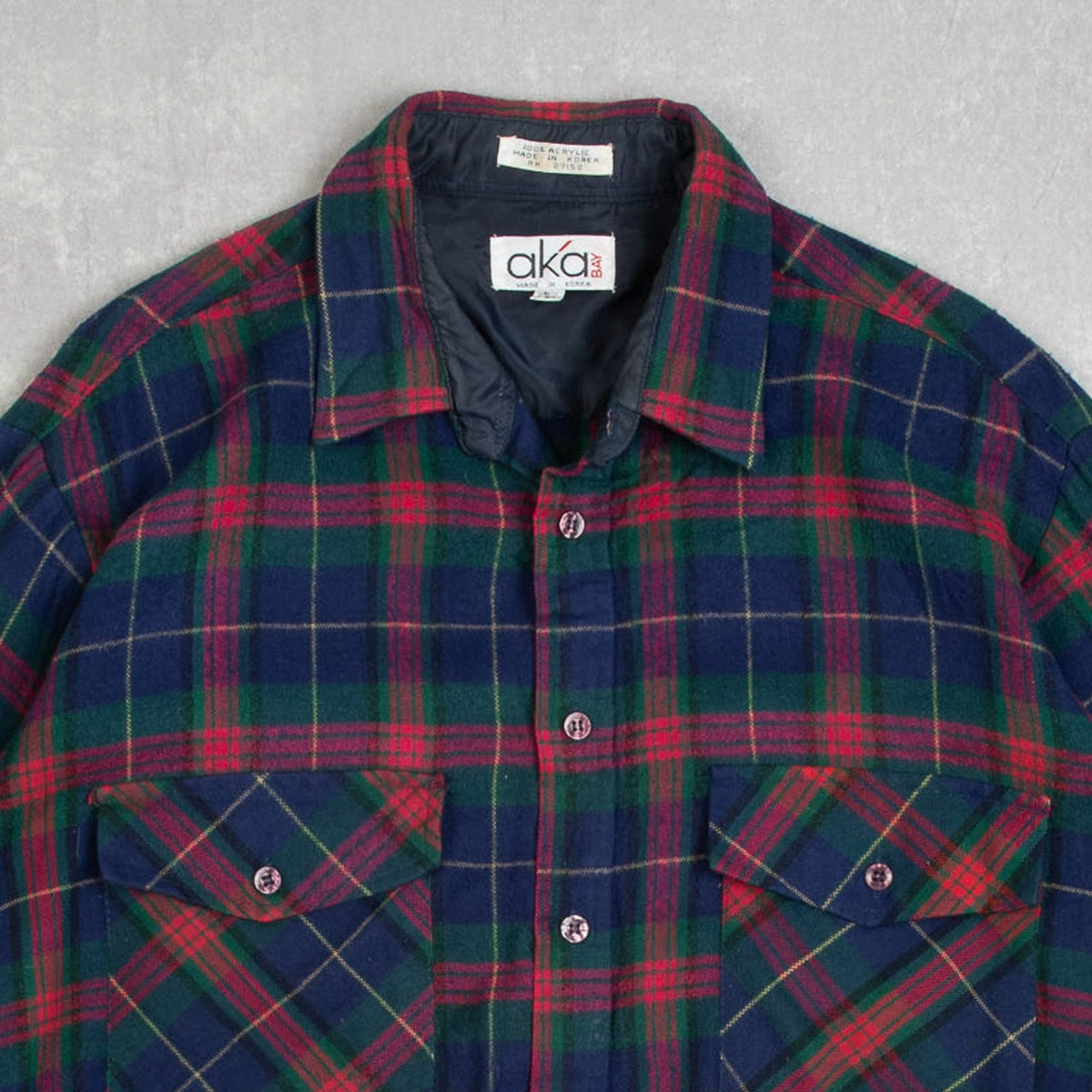 MEN'S VINTAGE 1990S CHECKED WOOL STYLE FLANNEL SHIRT - LARGE