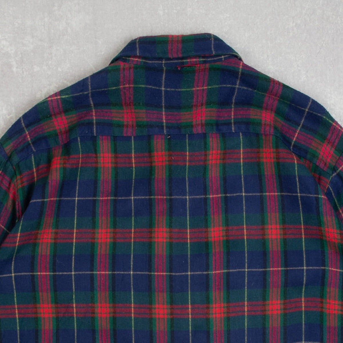 MEN'S VINTAGE 1990S CHECKED WOOL STYLE FLANNEL SHIRT - LARGE