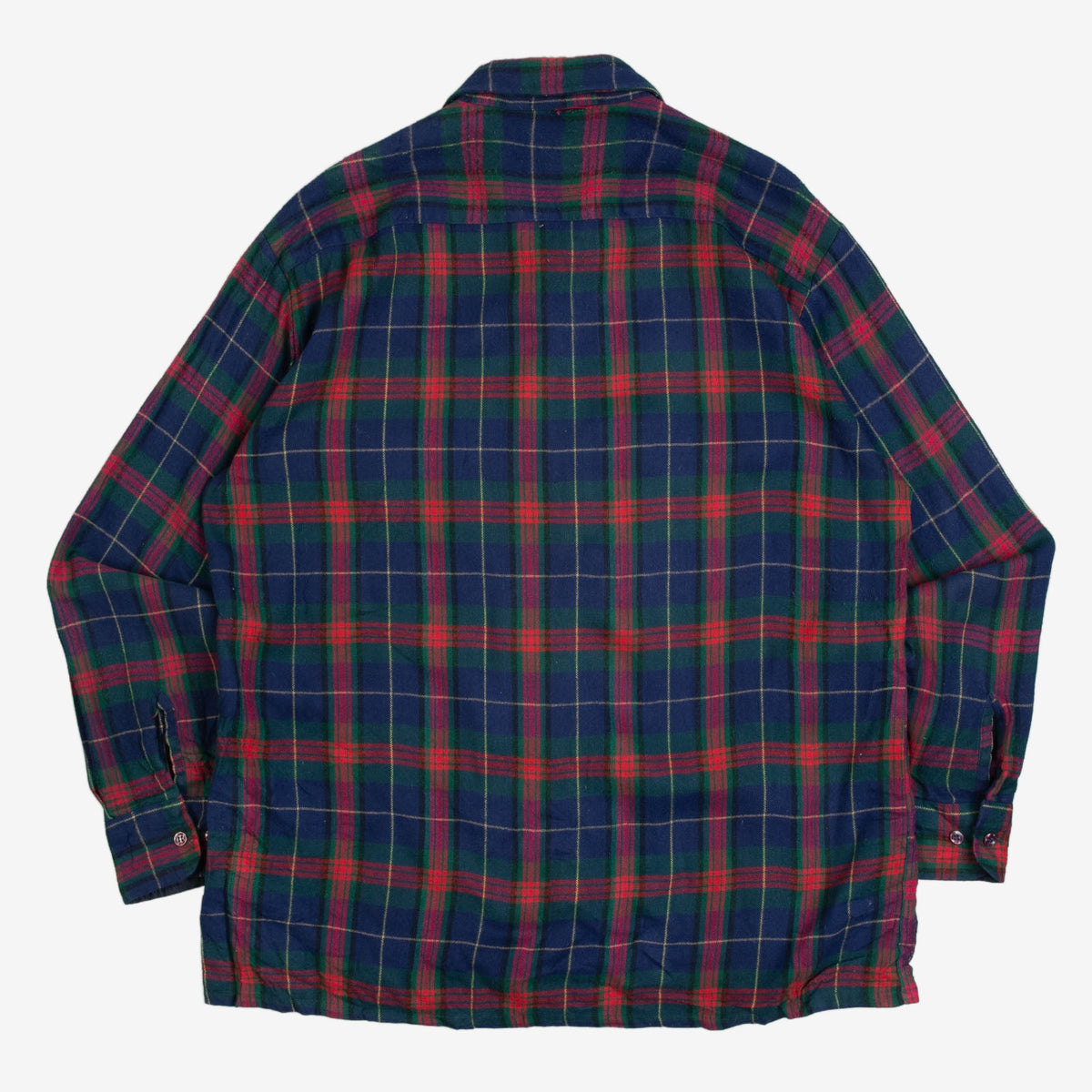 MEN'S VINTAGE 1990S CHECKED WOOL STYLE FLANNEL SHIRT - LARGE