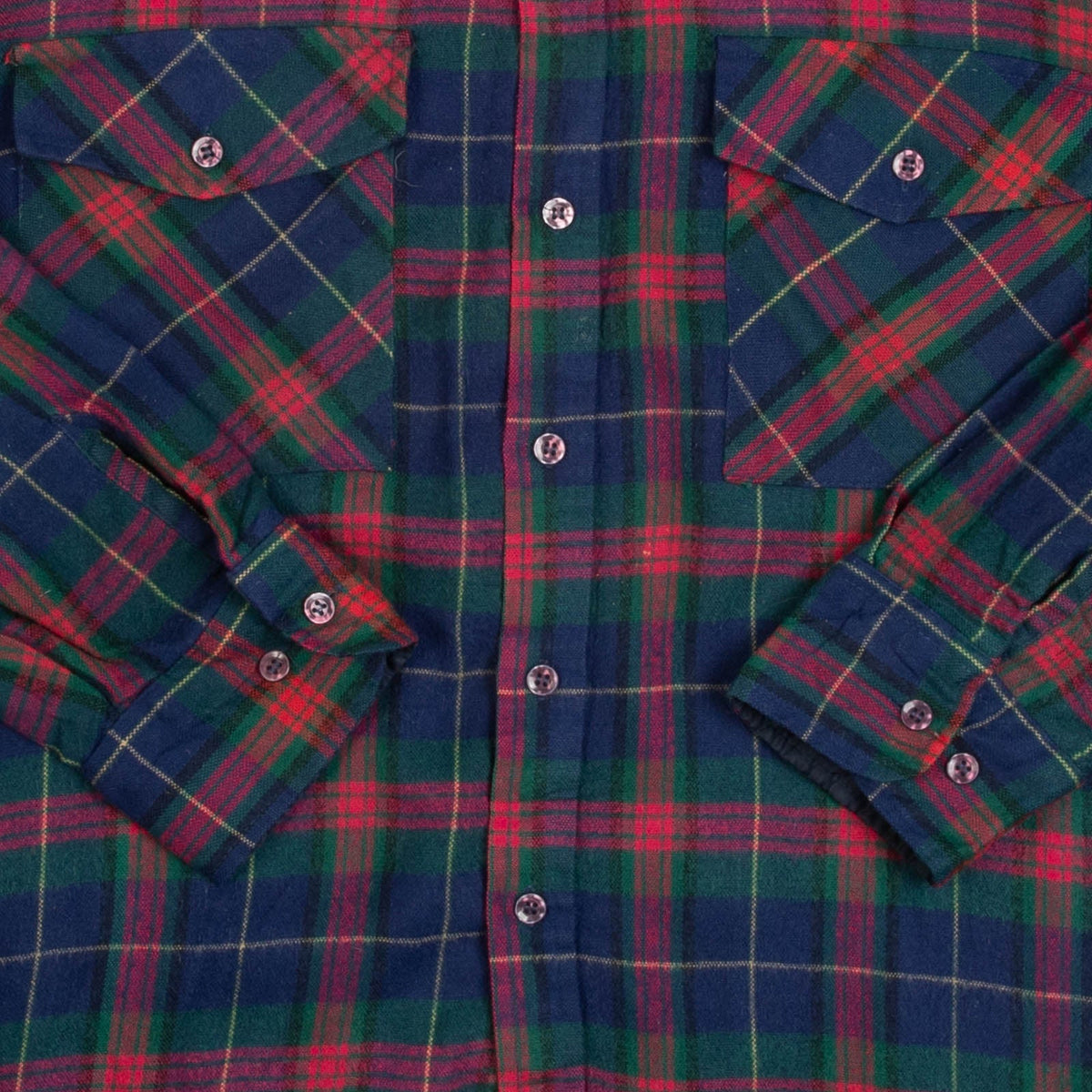 MEN'S VINTAGE 1990S CHECKED WOOL STYLE FLANNEL SHIRT - LARGE
