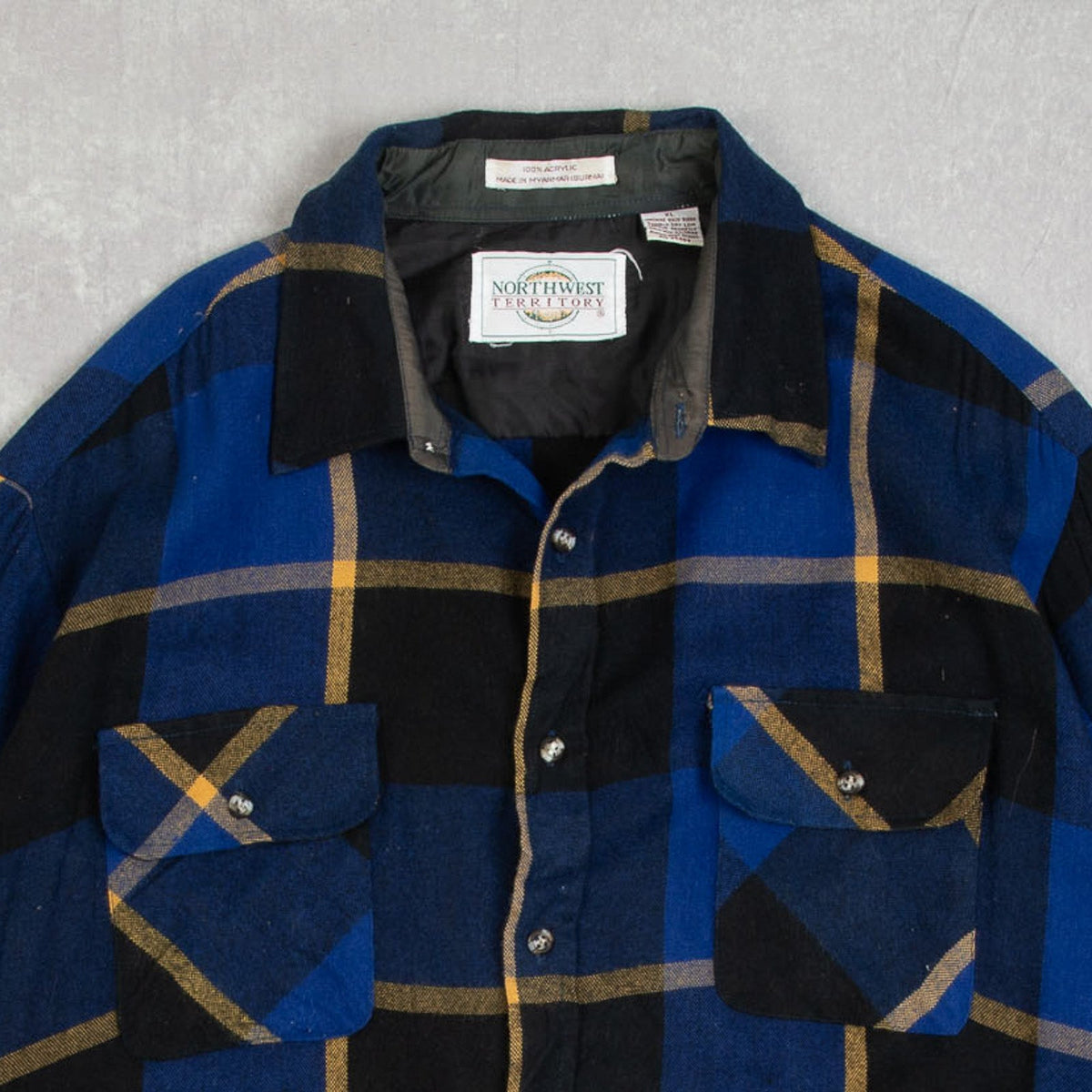 MEN'S VINTAGE 1990S CHECKED WOOL STYLE FLANNEL SHIRT - X-LARGE