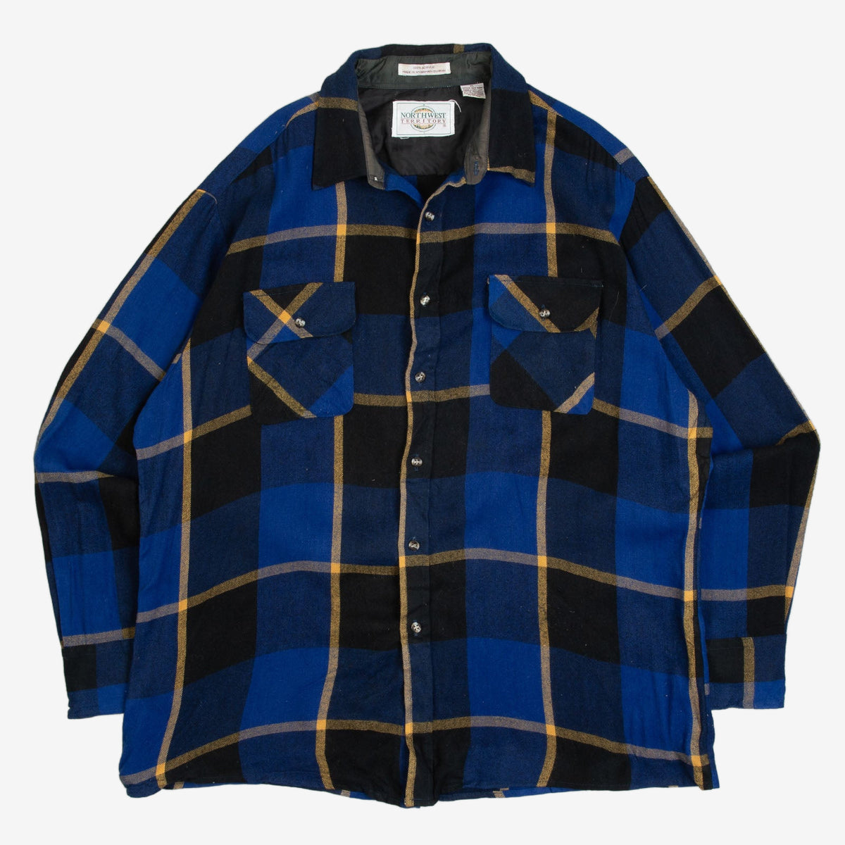 MEN'S VINTAGE 1990S CHECKED WOOL STYLE FLANNEL SHIRT - X-LARGE