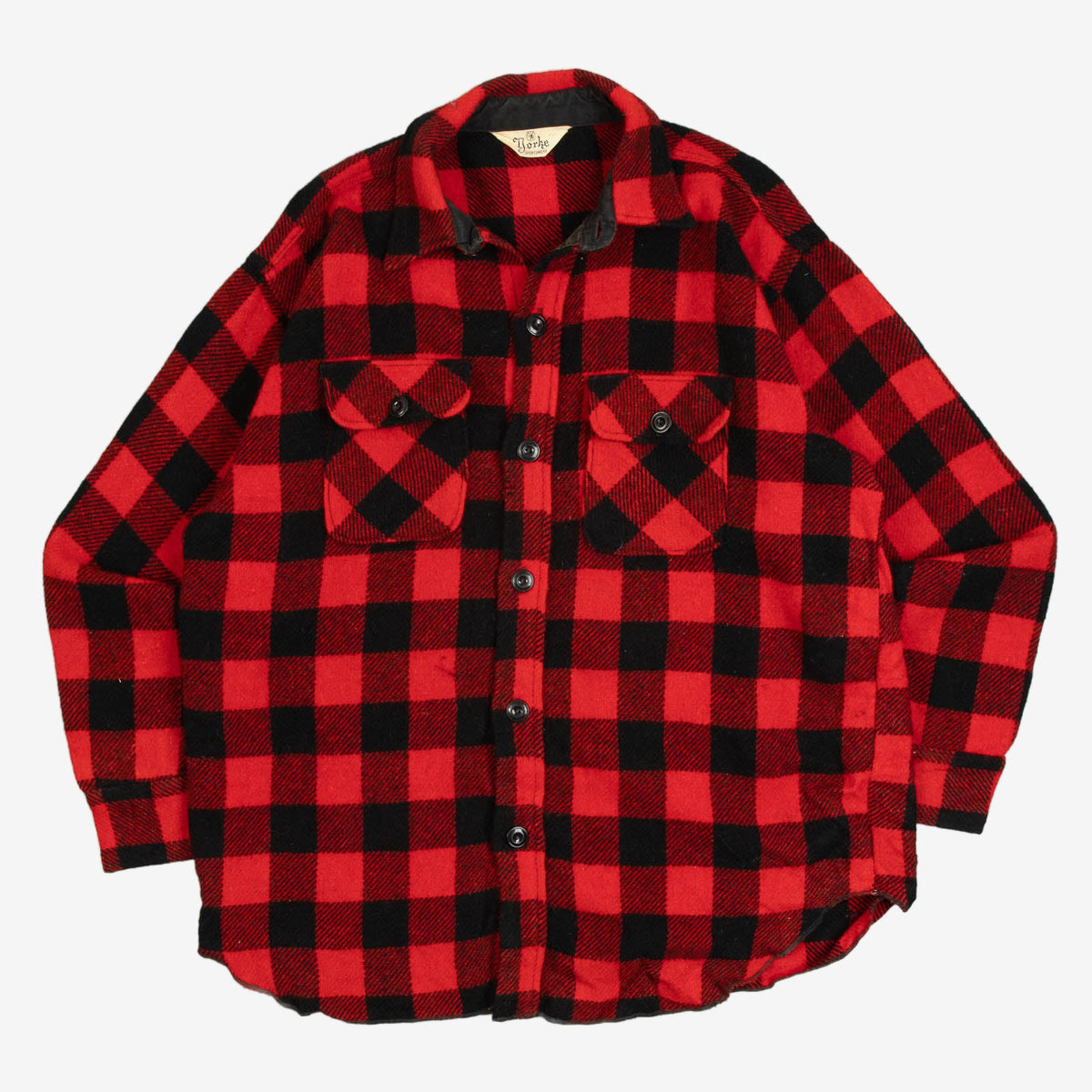 MEN'S VINTAGE 1980S CHECKED WOOL FLANNEL SHIRT - LARGE