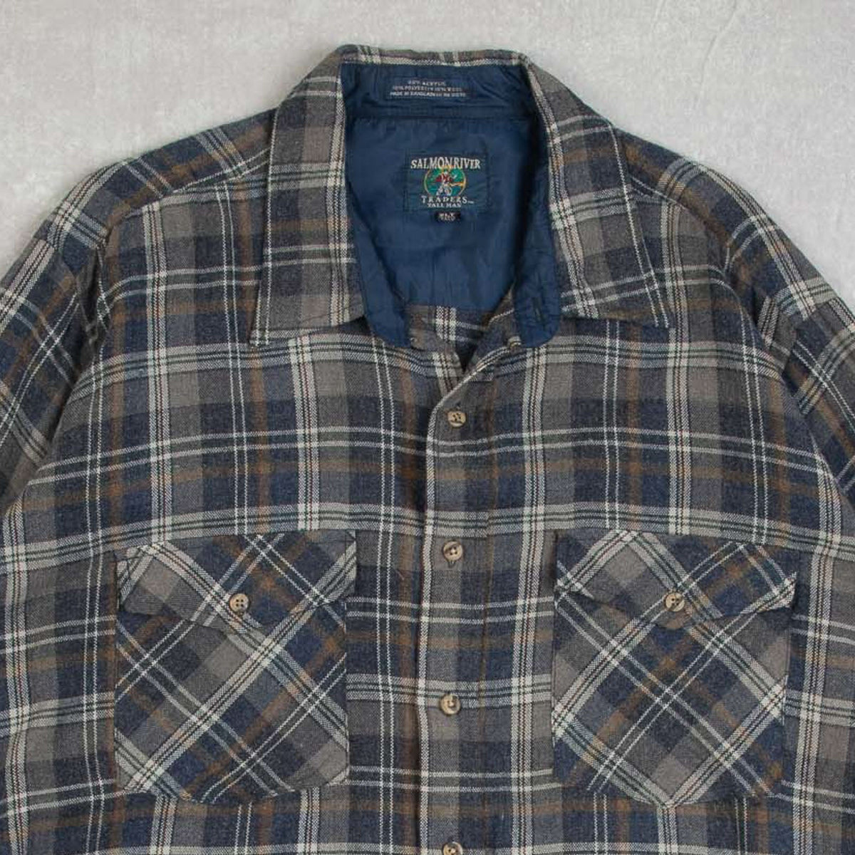 MEN'S VINTAGE 1990S CHECKED WOOL STYLE FLANNEL SHIRT - X-LARGE