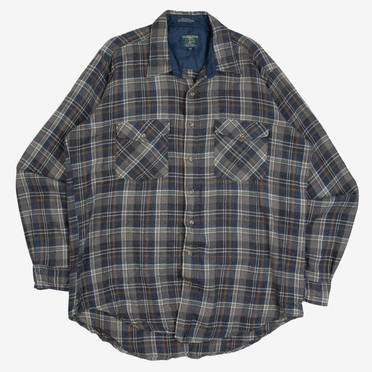 MEN'S VINTAGE 1990S CHECKED WOOL STYLE FLANNEL SHIRT - X-LARGE
