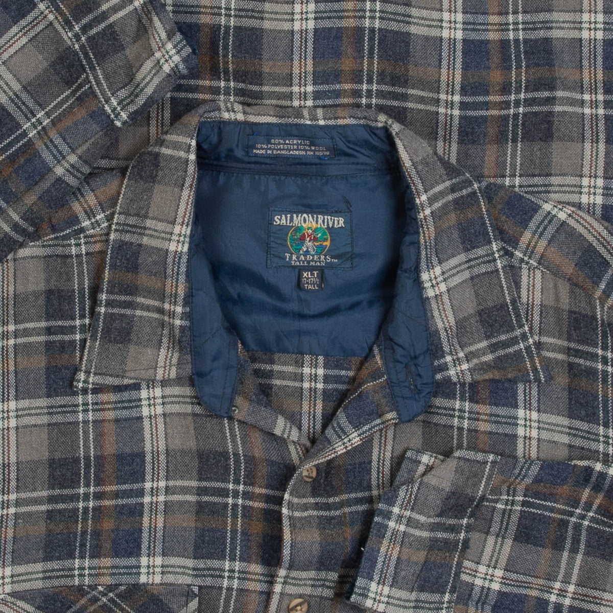 MEN'S VINTAGE 1990S CHECKED WOOL STYLE FLANNEL SHIRT - X-LARGE