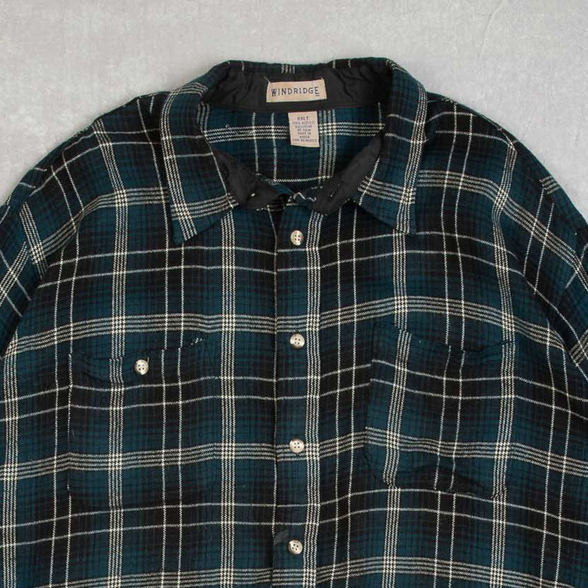 MEN'S VINTAGE 1990S CHECKED WOOL STYLE FLANNEL SHIRT - XX-LARGE