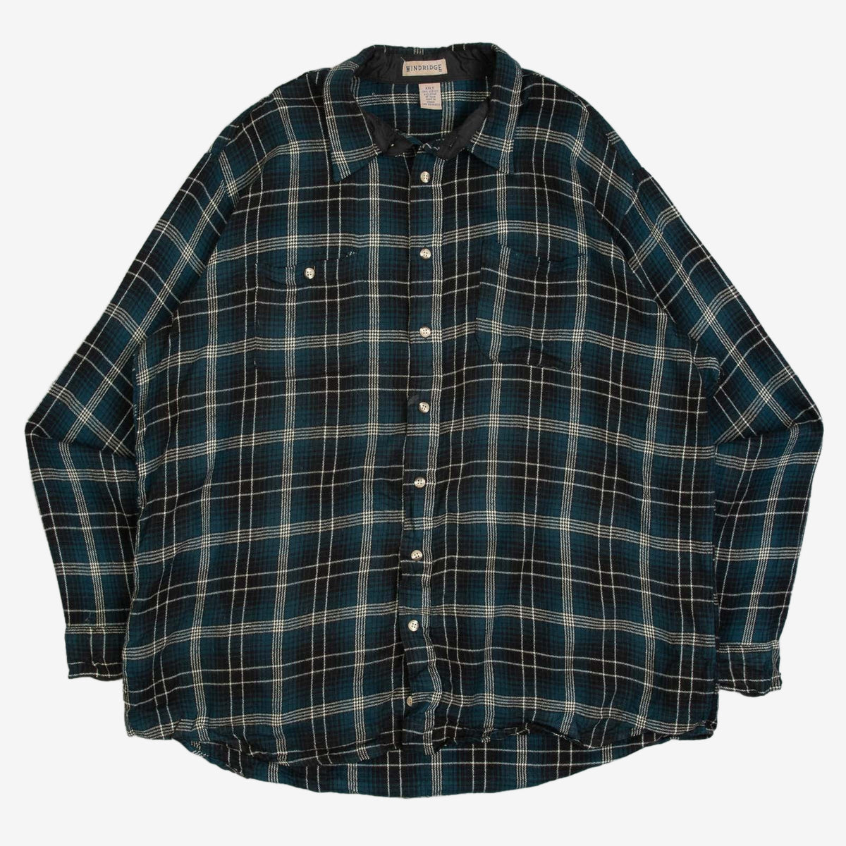 MEN'S VINTAGE 1990S CHECKED WOOL STYLE FLANNEL SHIRT - XX-LARGE