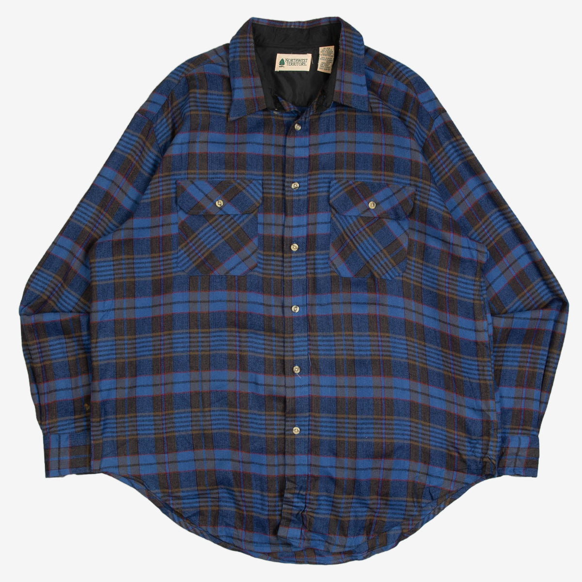 MEN'S VINTAGE 1990S CHECKED WOOL STYLE FLANNEL SHIRT - X-LARGE