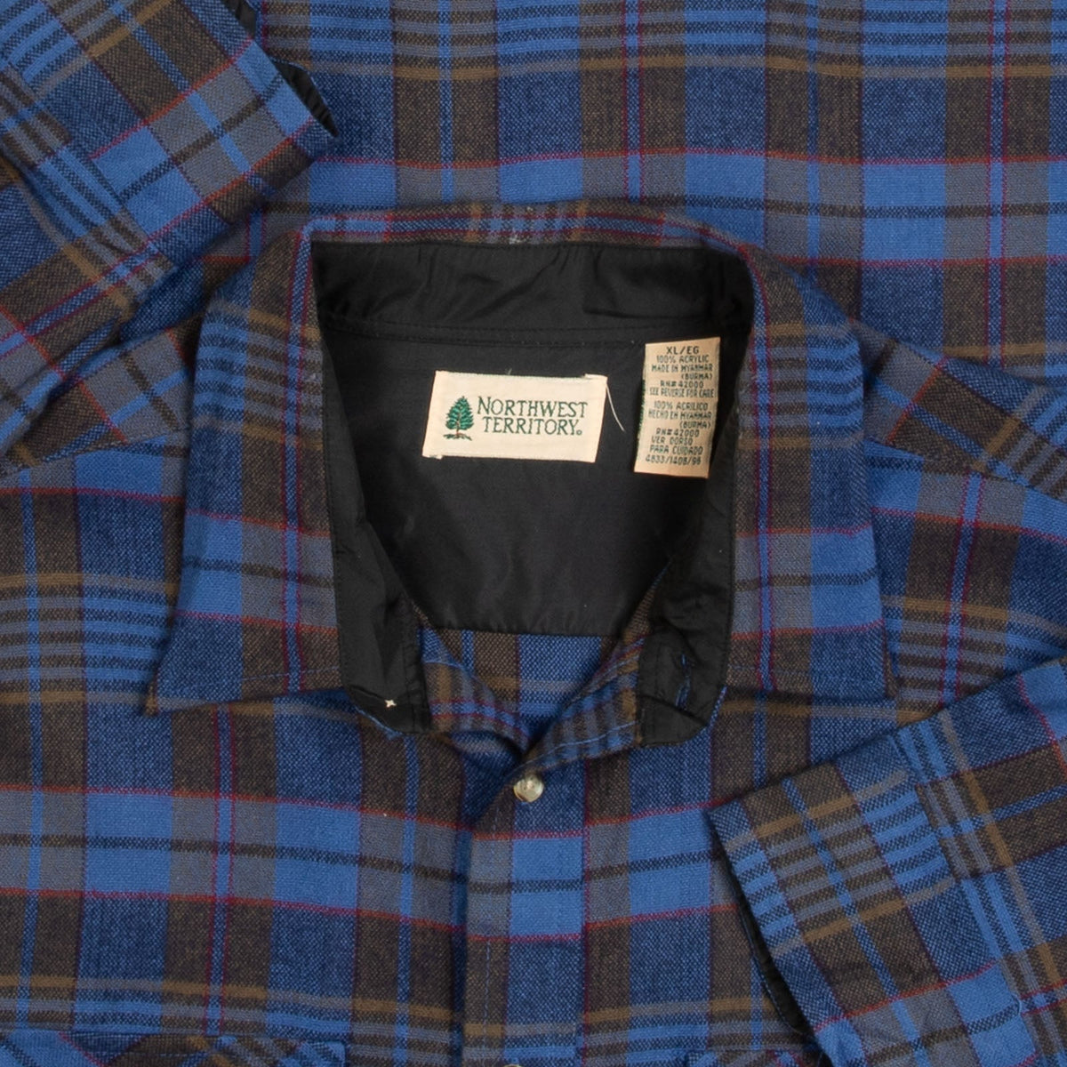 MEN'S VINTAGE 1990S CHECKED WOOL STYLE FLANNEL SHIRT - X-LARGE