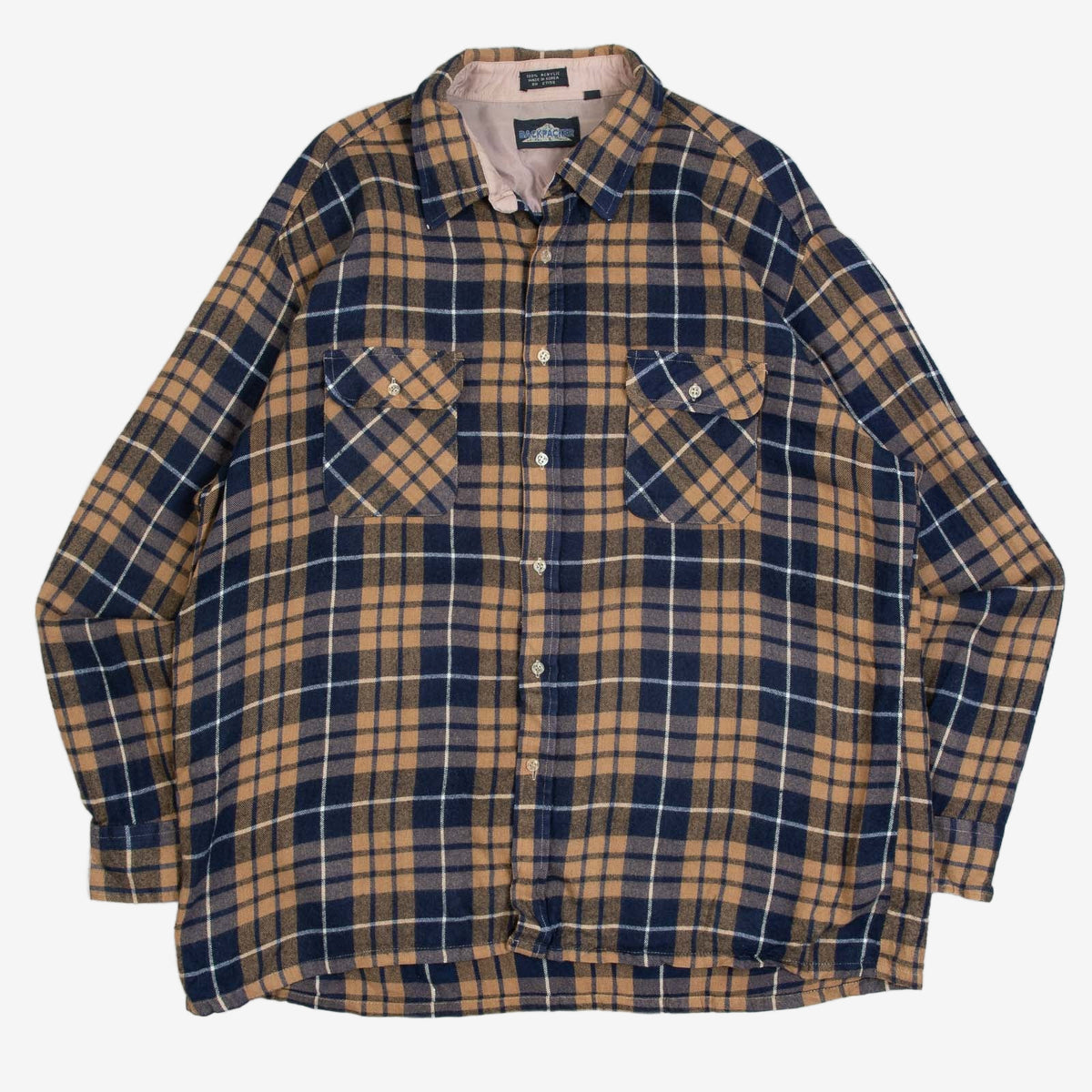 MEN'S VINTAGE 1990S CHECKED WOOL STYLE FLANNEL SHIRT - X-LARGE