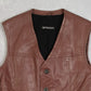 WOMEN'S VINTAGE 1990S LEATHER VEST JACKET - LARGE