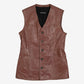 WOMEN'S VINTAGE 1990S LEATHER VEST JACKET - LARGE