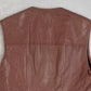 WOMEN'S VINTAGE 1990S LEATHER VEST JACKET - LARGE