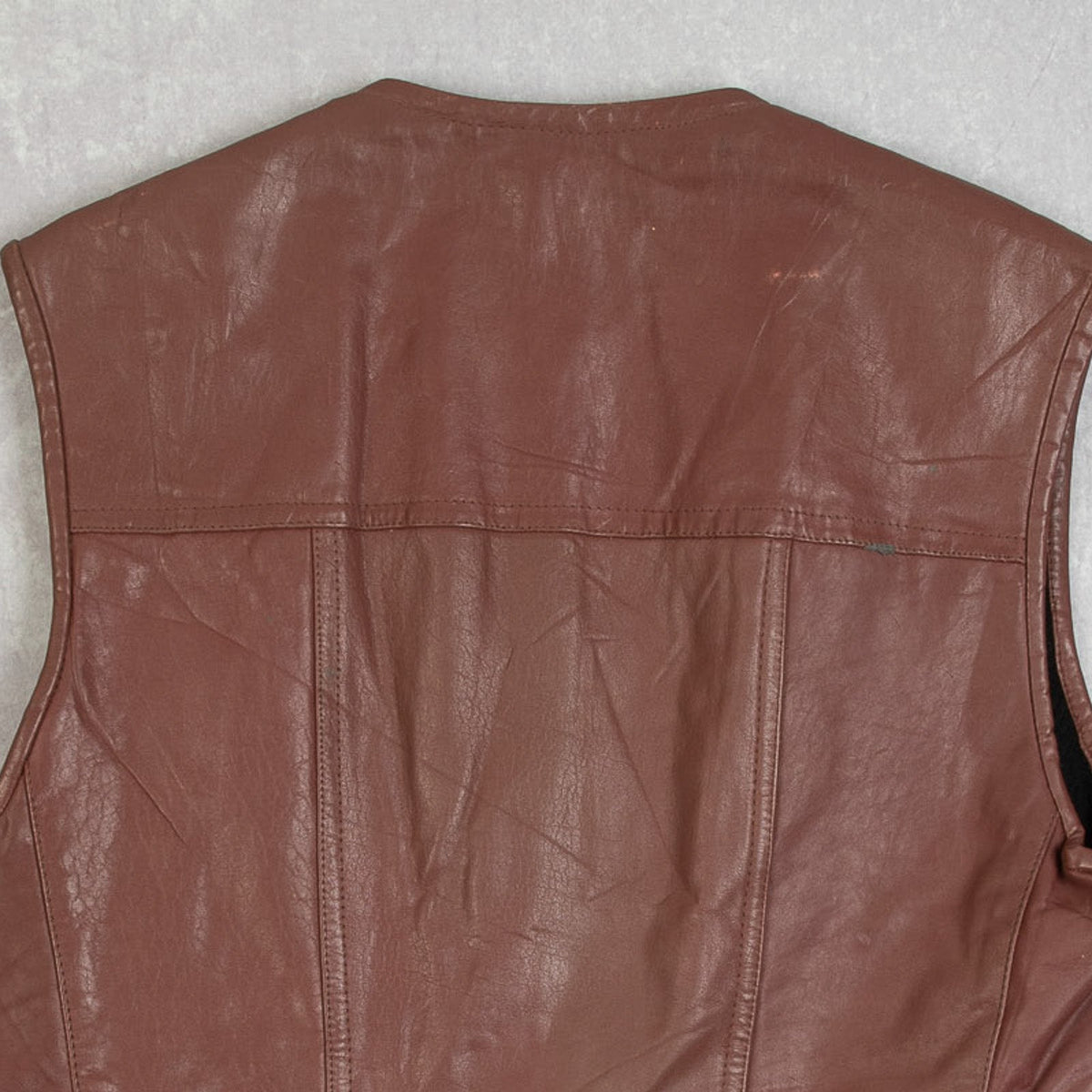 WOMEN'S VINTAGE 1990S LEATHER VEST JACKET - LARGE