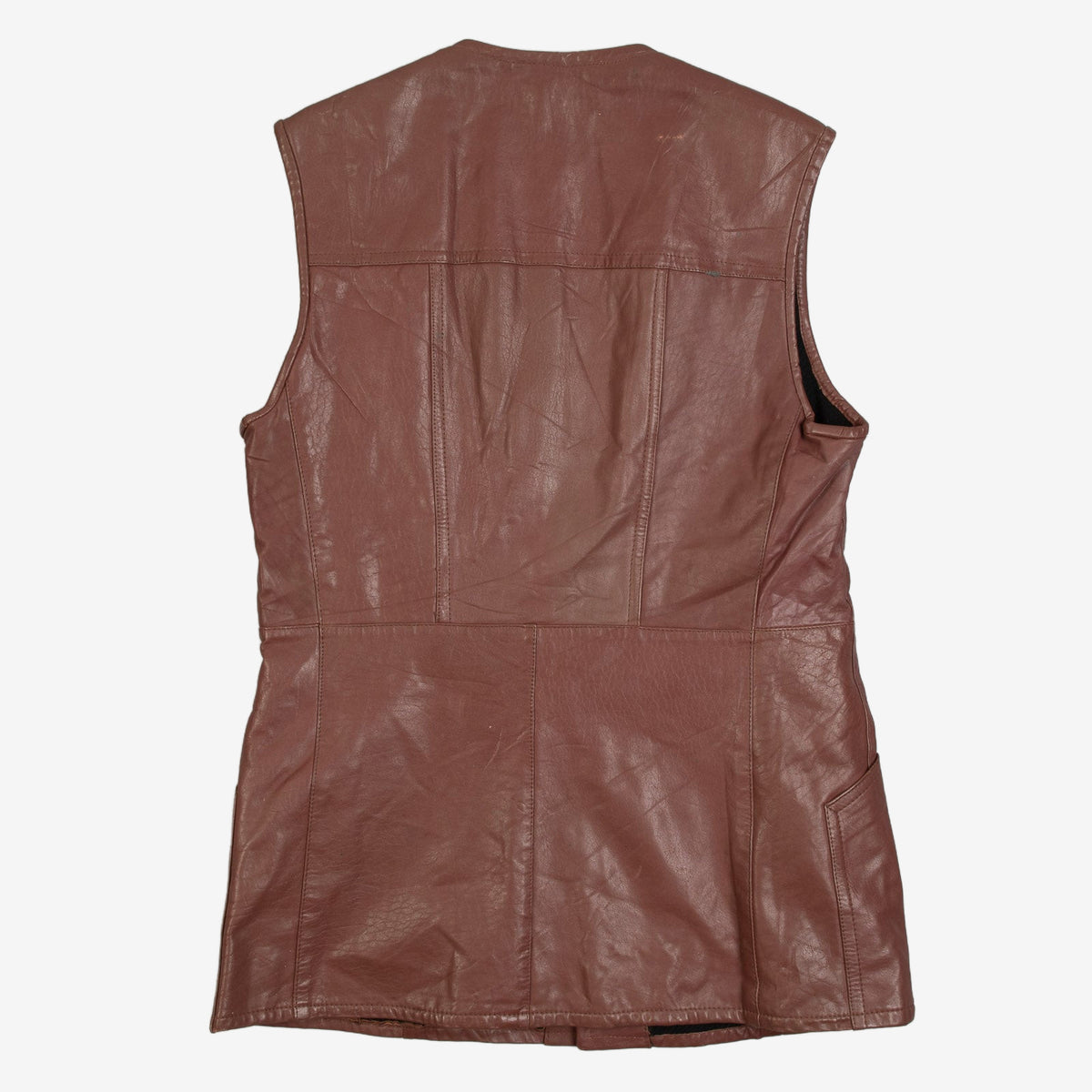 WOMEN'S VINTAGE 1990S LEATHER VEST JACKET - LARGE