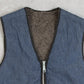 MEN'S VINTAGE 1980S DENIM FLEECE LINED VEST JACKET - MEDIUM