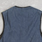 MEN'S VINTAGE 1980S DENIM FLEECE LINED VEST JACKET - MEDIUM