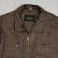 MEN'S VINTAGE 1980S LEATHER UTILITY VEST JACKET - LARGE