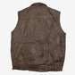 MEN'S VINTAGE 1980S LEATHER UTILITY VEST JACKET - LARGE