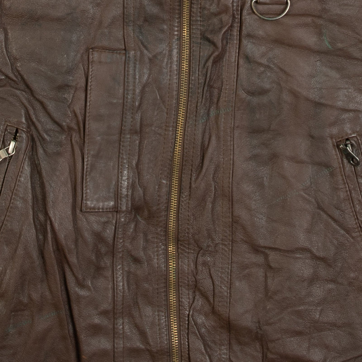 MEN'S VINTAGE 1980S LEATHER UTILITY VEST JACKET - LARGE