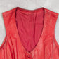 WOMEN'S VINTAGE 1980S LAMB SKIN FITTED LEATHER VEST JACKET - SMALL