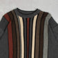 MEN'S VINTAGE 1990S STRIPED STRUCTURED KNITTED JUMPER - XX-LARGE