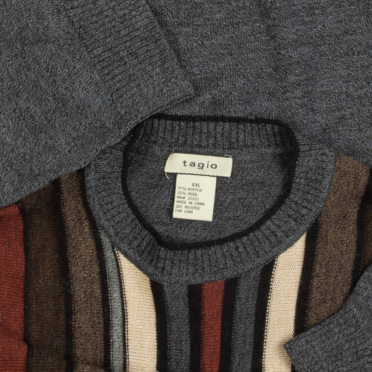 MEN'S VINTAGE 1990S STRIPED STRUCTURED KNITTED JUMPER - XX-LARGE