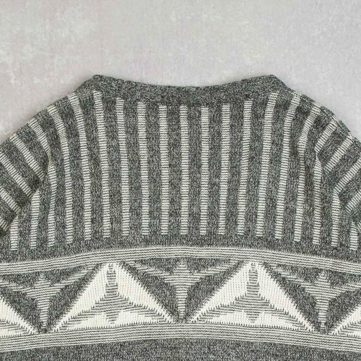 MEN'S VINTAGE 1980S STRUCTURED PATTERNED KNITTED CARDIGAN - LARGE