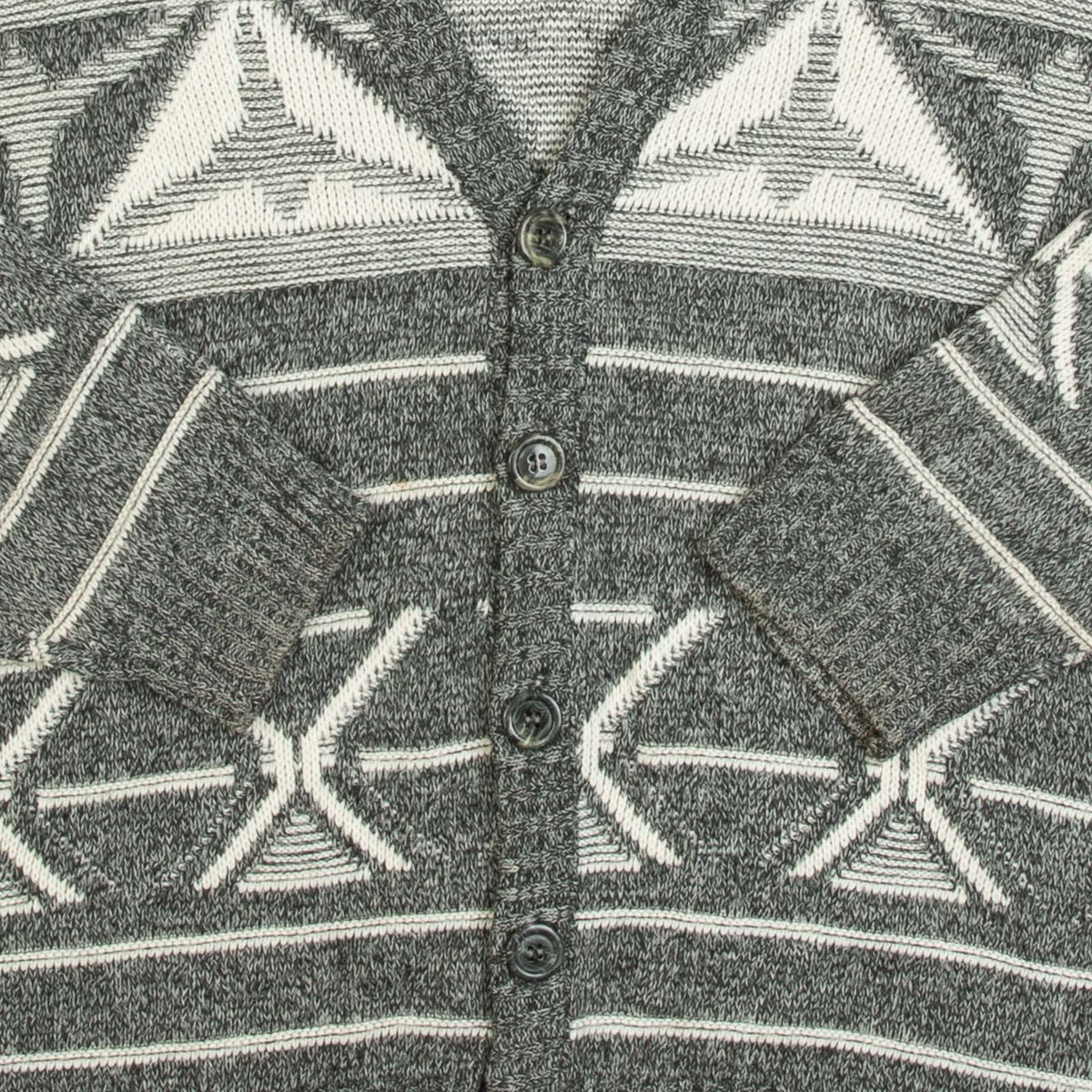 MEN'S VINTAGE 1980S STRUCTURED PATTERNED KNITTED CARDIGAN - LARGE