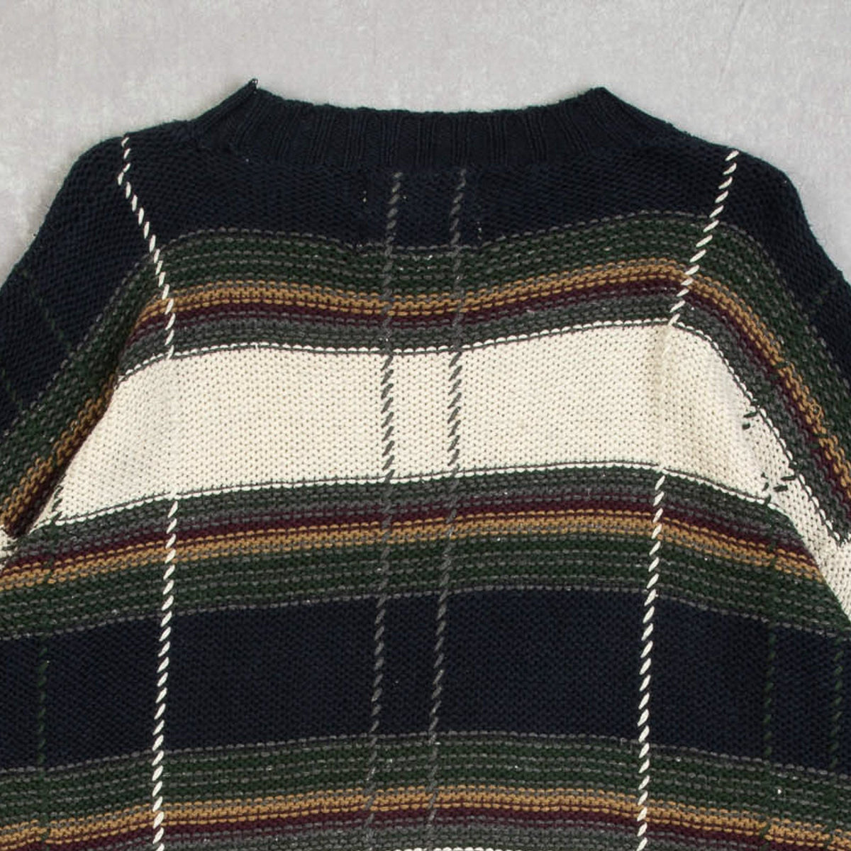 MEN'S VINTAGE 1990S CHECKED KNITTED JUMPER - MEDIUM