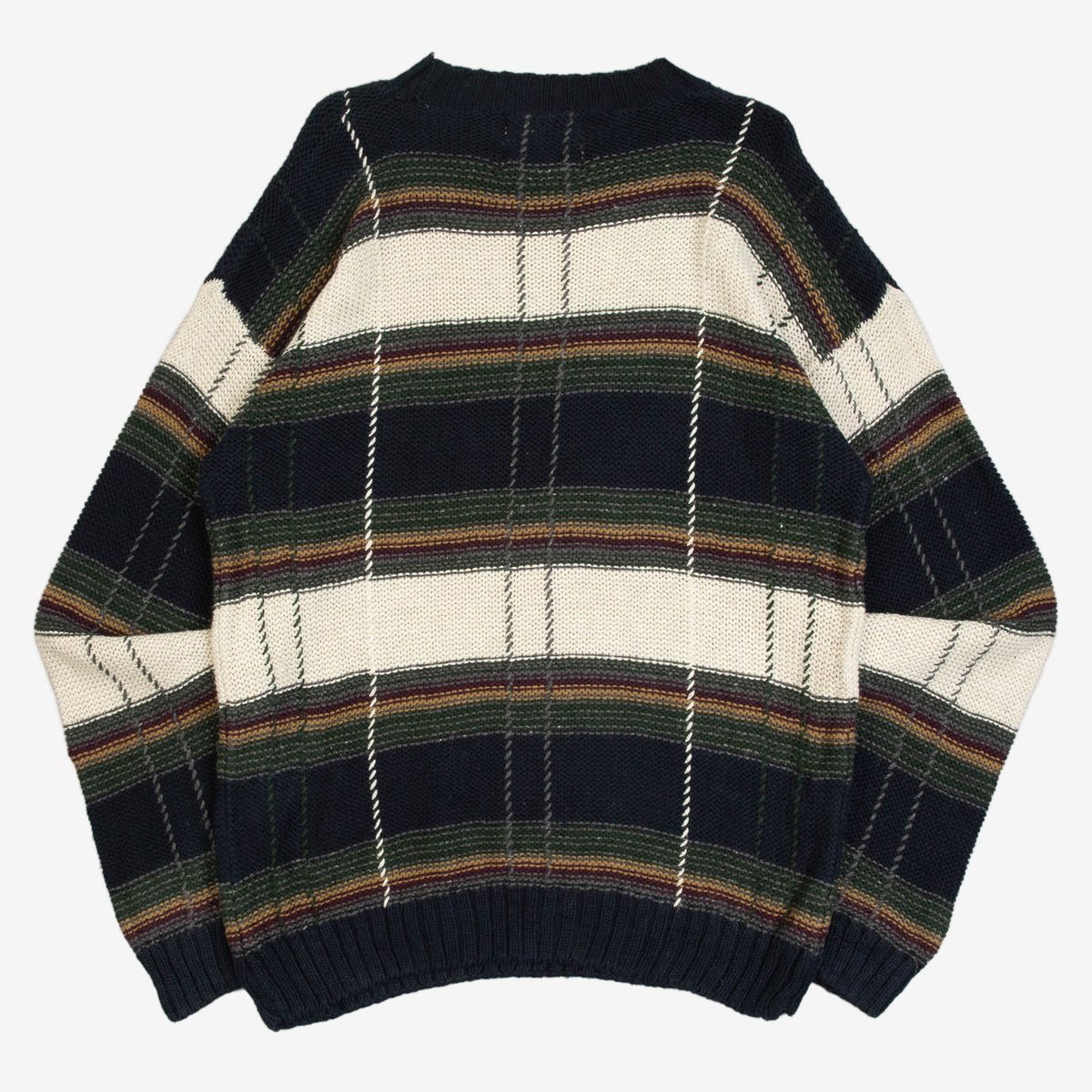 MEN'S VINTAGE 1990S CHECKED KNITTED JUMPER - MEDIUM