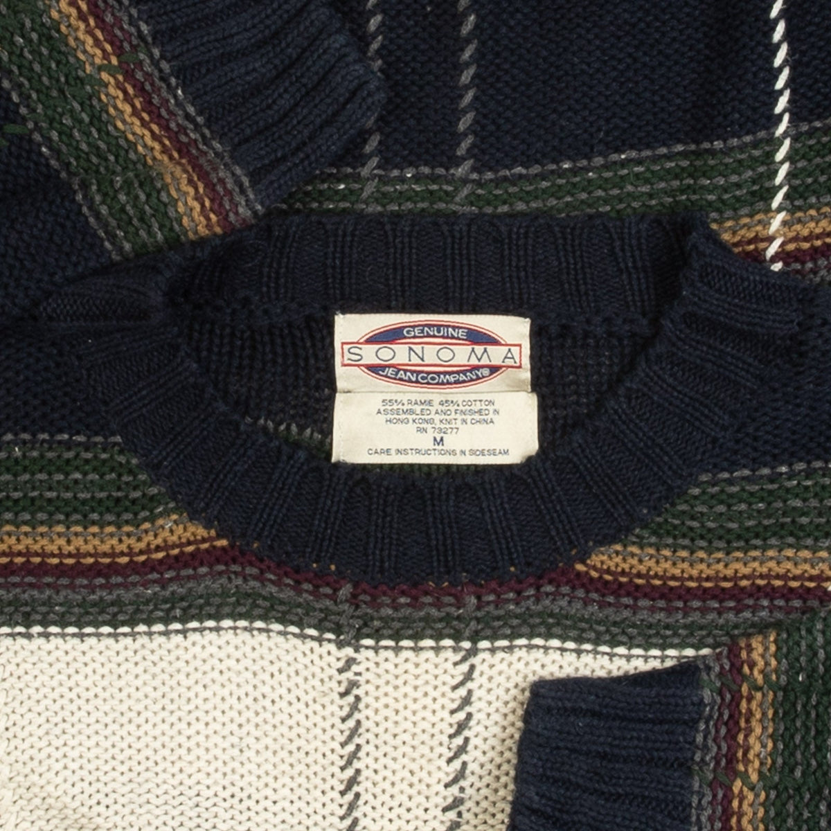 MEN'S VINTAGE 1990S CHECKED KNITTED JUMPER - MEDIUM