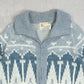WOMEN'S VINTAGE 1980S FULL ZIP PATTERNED KNITTED JUMPER - X-LARGE