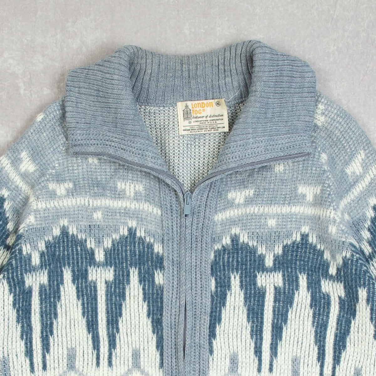 WOMEN'S VINTAGE 1980S FULL ZIP PATTERNED KNITTED JUMPER - X-LARGE