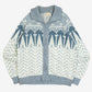 WOMEN'S VINTAGE 1980S FULL ZIP PATTERNED KNITTED JUMPER - X-LARGE