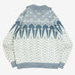 WOMEN'S VINTAGE 1980S FULL ZIP PATTERNED KNITTED JUMPER - X-LARGE