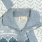 WOMEN'S VINTAGE 1980S FULL ZIP PATTERNED KNITTED JUMPER - X-LARGE