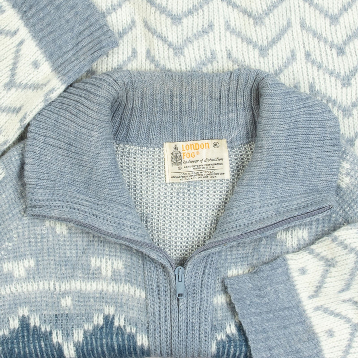 WOMEN'S VINTAGE 1980S FULL ZIP PATTERNED KNITTED JUMPER - X-LARGE