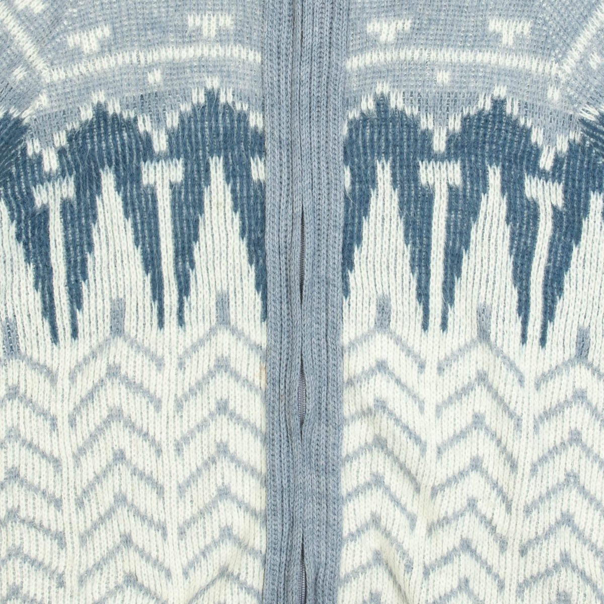 WOMEN'S VINTAGE 1980S FULL ZIP PATTERNED KNITTED JUMPER - X-LARGE